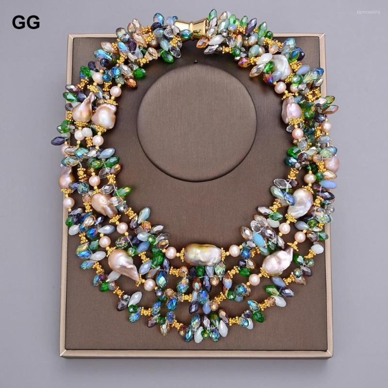 

Pendant Necklaces GuaiGuai Jewelry 18"-24" 4 Strands 25mm Natural Purple Keshi Pearl Colorful Crystal Necklace For Women