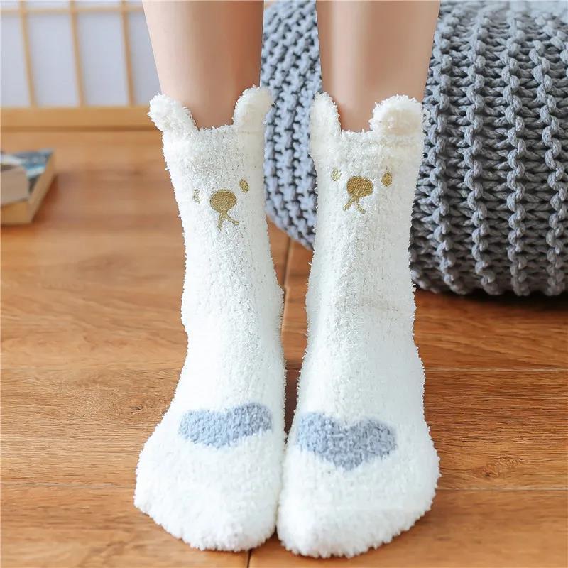 

Coral velvet socks warm women's winter long tube leisure, Black