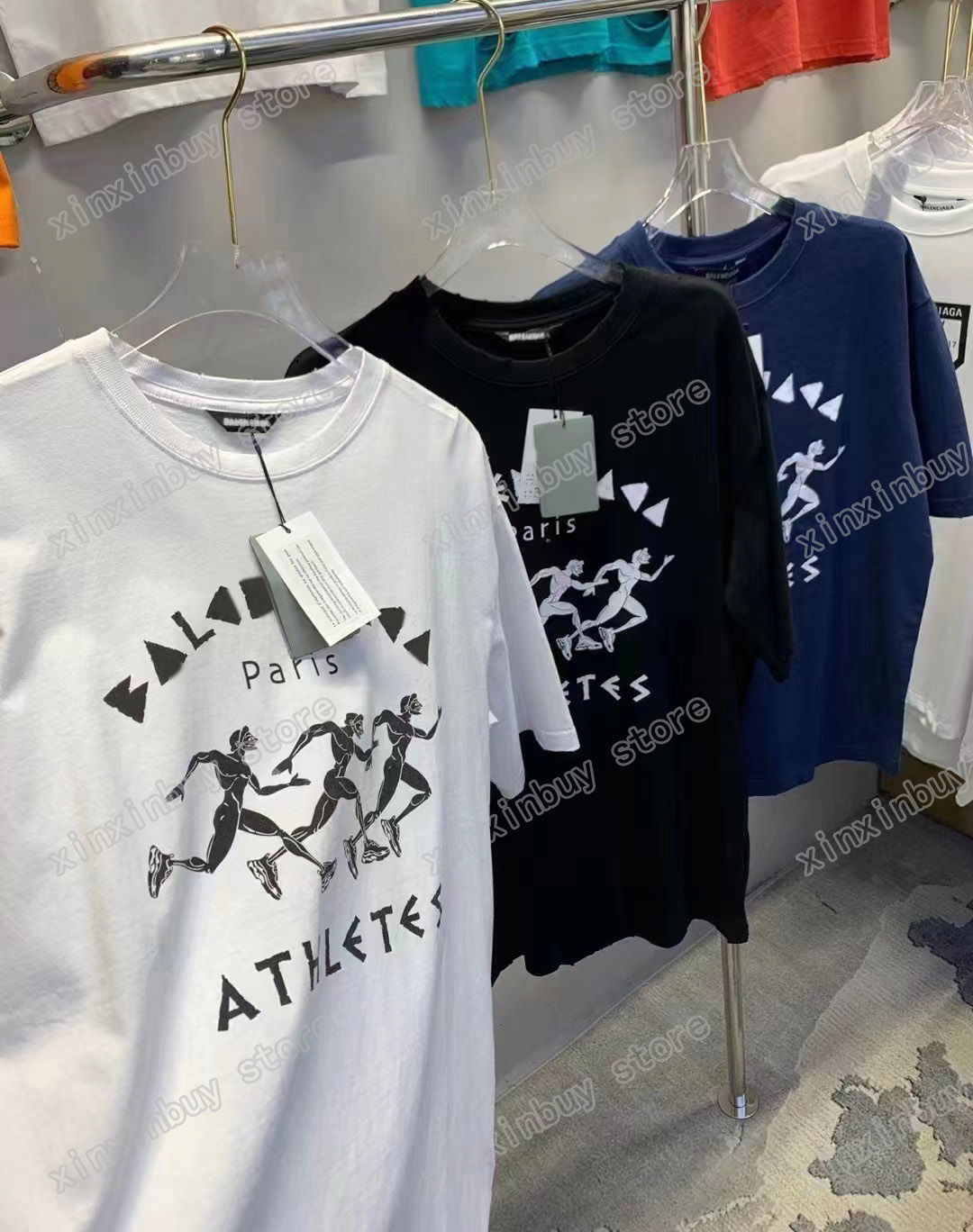 

xinxinbuy Men designer Tee t shirt paris destroyed athletes letters print short sleeve cotton women green white black grey XS-L