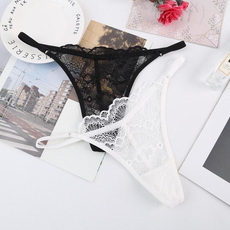 

Women' Panties European Thong Pants Women' Underwear Sexy Lace Fashion Hollow Out T Low Waist Seamless Briefs Female Lingerie, Black