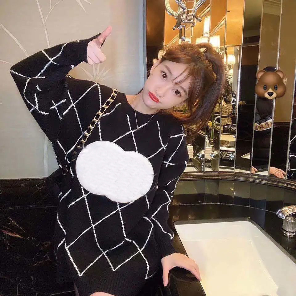 

Women Sweaters Pullover Long Sleeve Sweater Embroidery Knits Classic Big Letter Design Apparel Winter Warm Clothing, Black