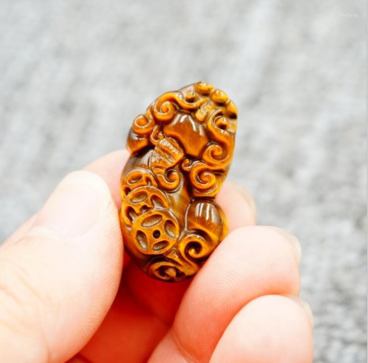 

Pendant Necklaces Grade A Natural Yellow Tiger Eye Stone Carving PI Xiu Large DIY Accessories