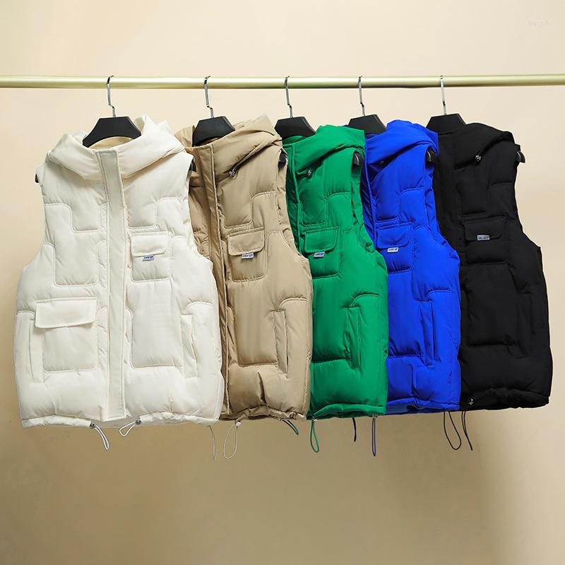 

Women's Vests 2022 Autumn And Winter Fashion Down Cotton Vest Jacket Women's Short Korean Style Loose Sleeveless Pocket Casual Office, Photo color