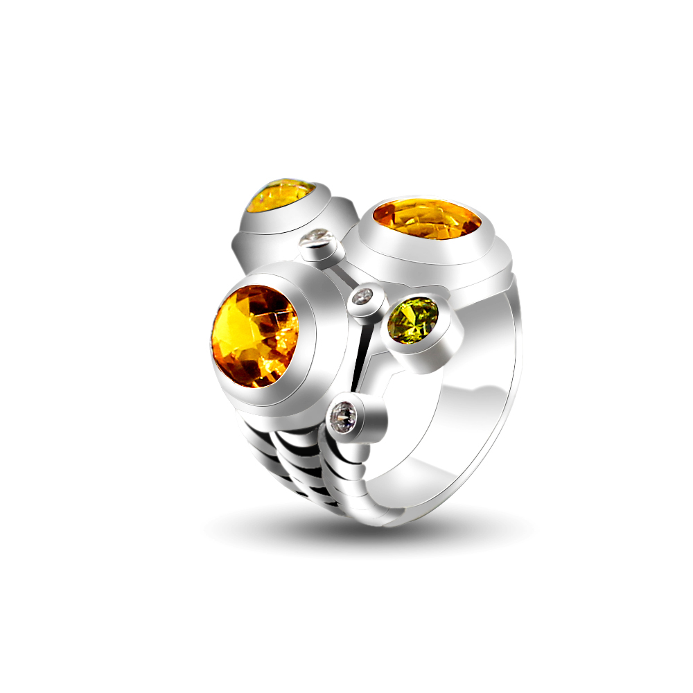 

Fashion 925 Sterling Silver Ring Citrine Oval Mosaic Zircon Brand Women's Jewelry Rings For Women