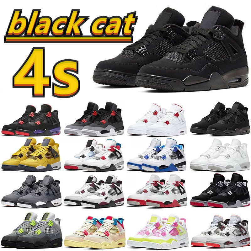 

Jumpman 4s Men Women Basketball Shoes White Oreo Black Cat University Blue Sail Metallic Purple Bred Shimmer Cactus Jack Star Orange, 23