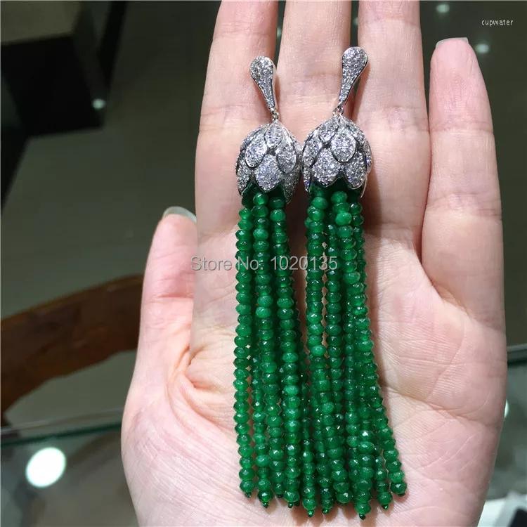 

Dangle Earrings One Pair Green Stone Roundel Faceted Hook 80mm Wholesale Beads Nature