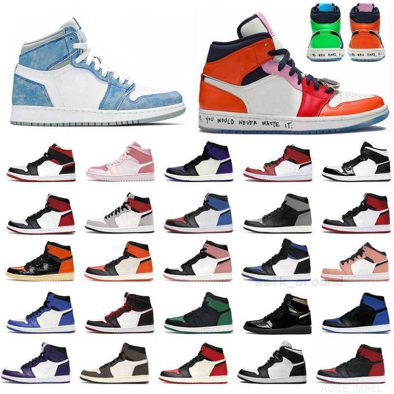 

Fashion Jumpman High Og 1s Men Basketball Shoes 1 Obsidian Black Toe Shattered Twist Chicago Mocha 's Sports Sneakers Women Trainers, 12