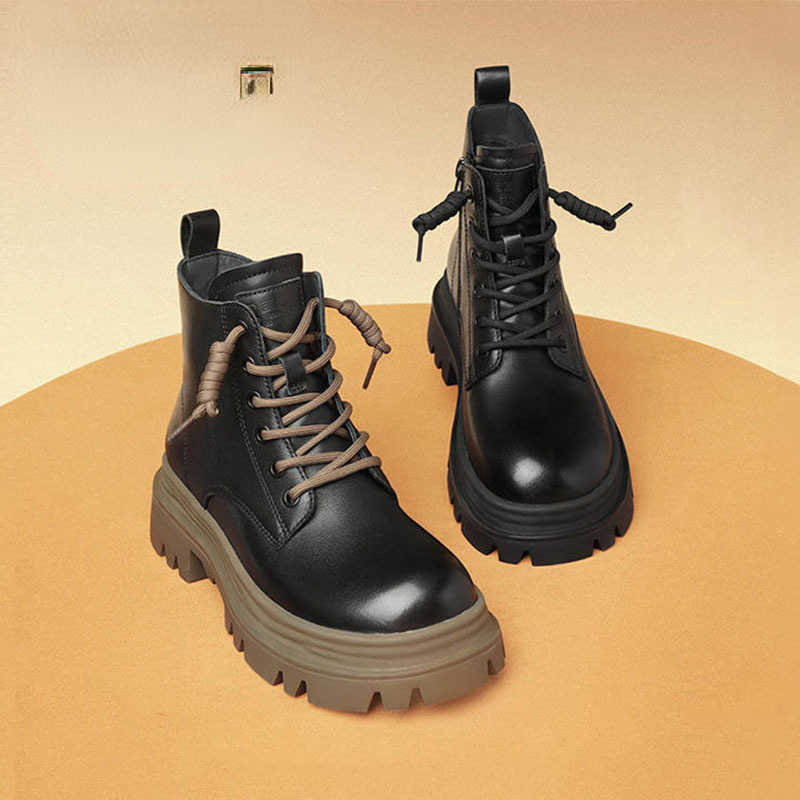 

Belle Fashion Martin Boots Women's 2022 Winter Shoes New Boots Mall British Style Suede Short Boots, Black