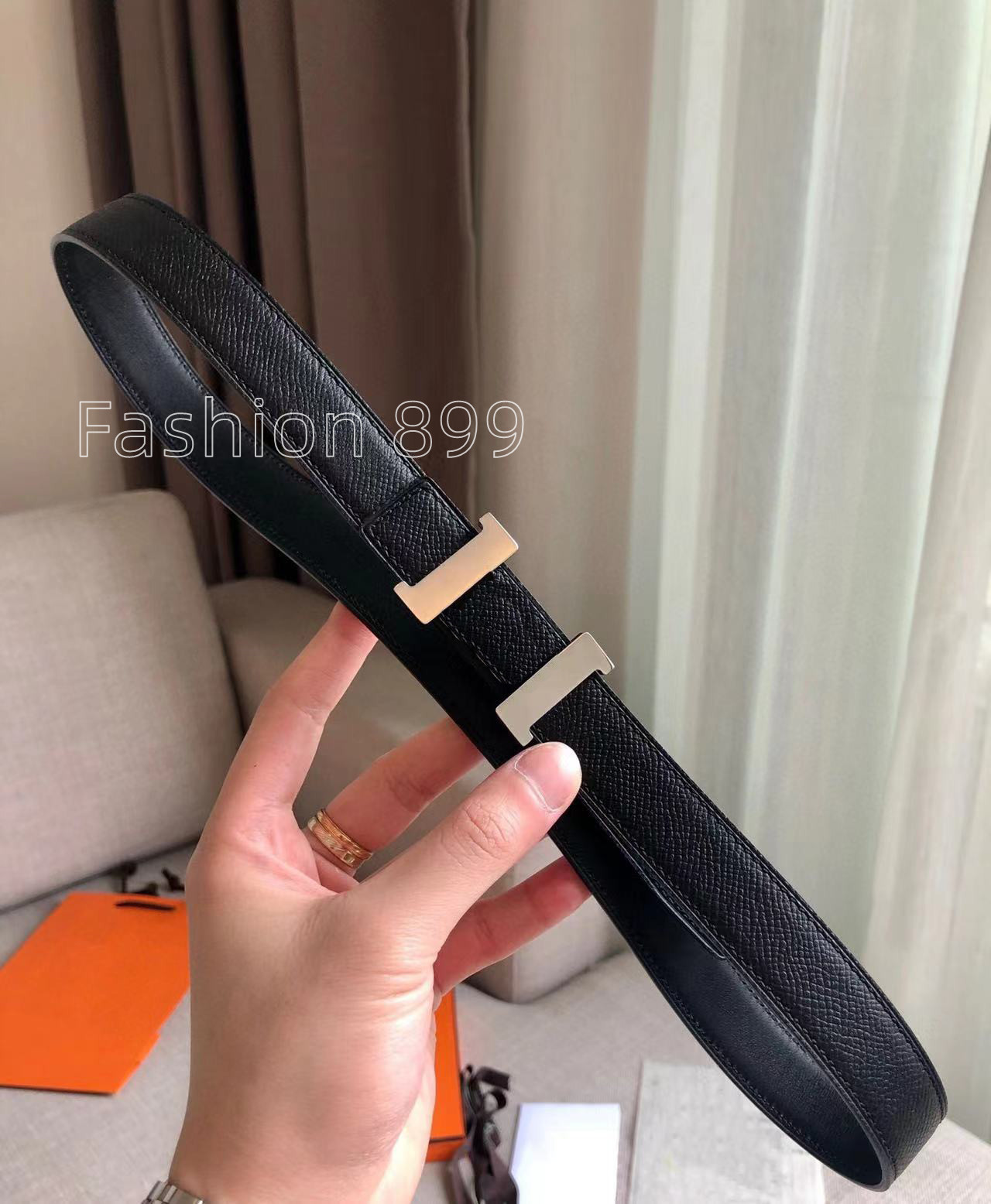 

Fashion woman belts for womens designer top epsom leather versatile reversible belt classic width 24 mm HE097, Customize