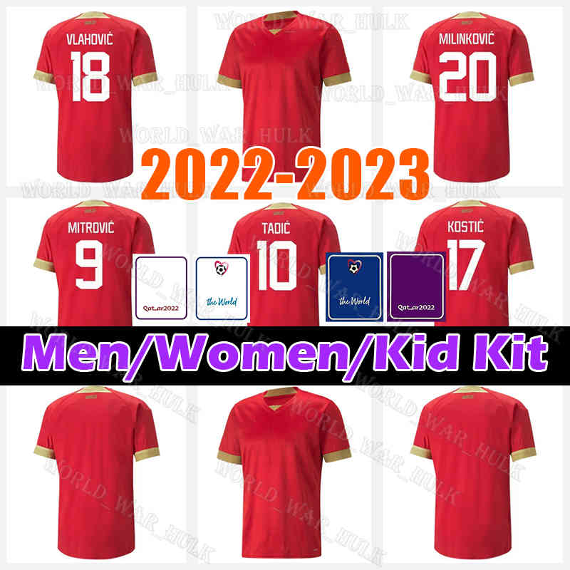 

2022 2023 SERBIA Soccer Jerseys Vlahovic MILIVOJEVIC Jersey MILINKOVIC MITROVIC Kostic SERGEL 23 TADIC KOLAROV SERGEL JOVIC Mens Serbian Football Shirt uniforms, Men 2022 jersey(sai er wei ya)