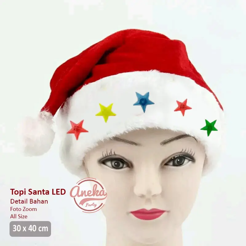 

Christmas Hat Santa Plain LED Accessories Santa Hats Merry Christma, Red