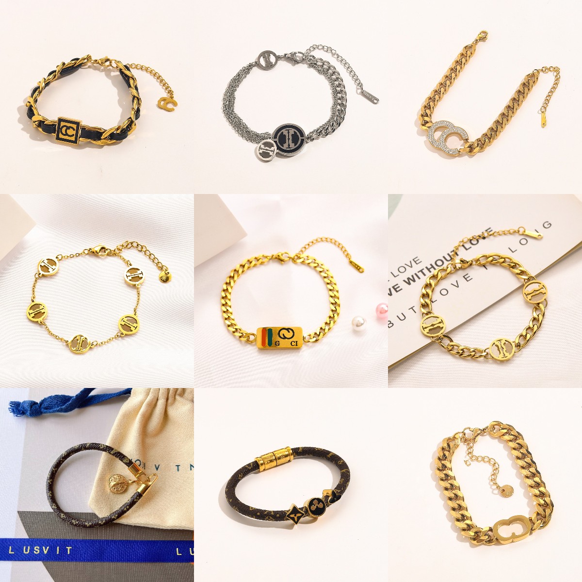 

Famous Designer Jewelry Luxury Gold Bangle Designed For Women Bracelet Letter Hollow Leather Bracelet 925 Silver Delicate Gift Couple Family