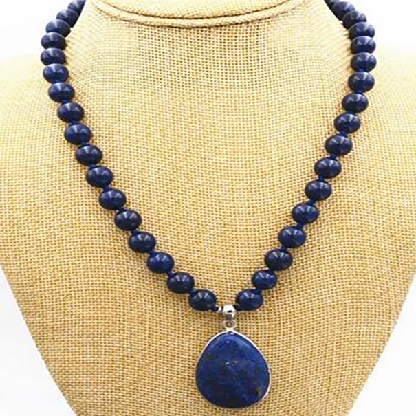 

New Jewellery 8mm Egyptian Lapis Lazuli 28x36mm pendant Necklace 18''
