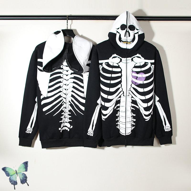 

Men's Jackets Kapital Skull Print Fleece Hooded Zip Cardigan Hoodie Sweatshirts