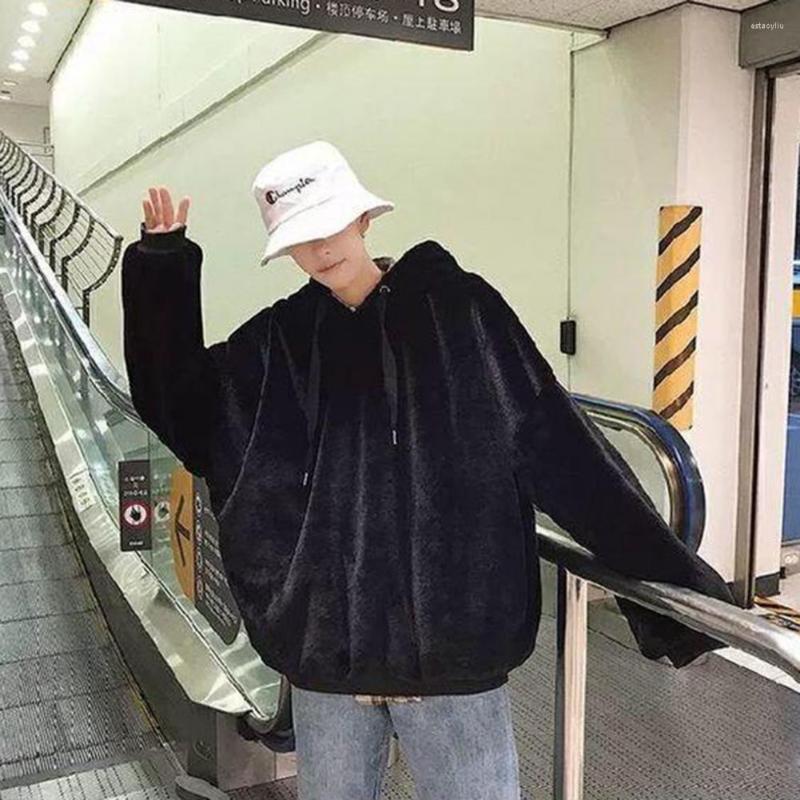 

Men's Hoodies Fashion Hooded Sweatshirt Shrink Resistant Long Sleeve Soft Plush Hoodie Windproof, Black