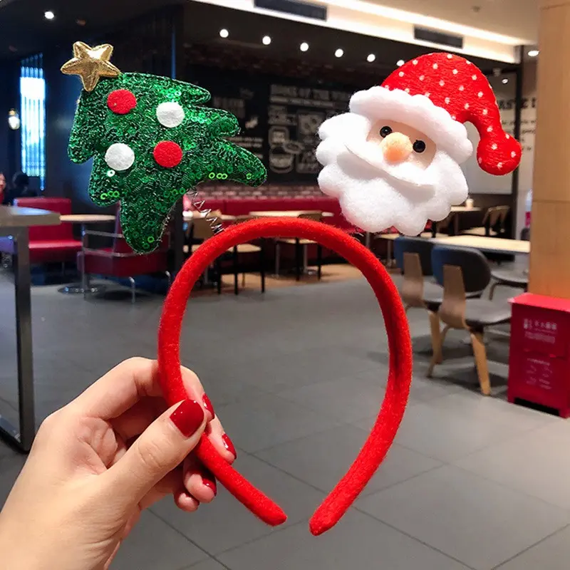 

Christmas Cute Head band Deer Headband Santa Claus Christmass tree Hair band, Red