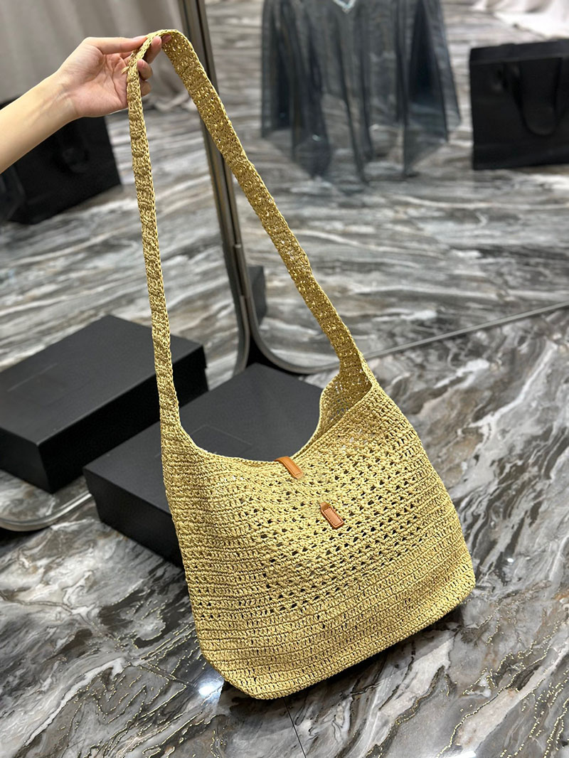 

Luxury designer grass woven shopping bag handbag shoulder bag European and American fashion, Brown