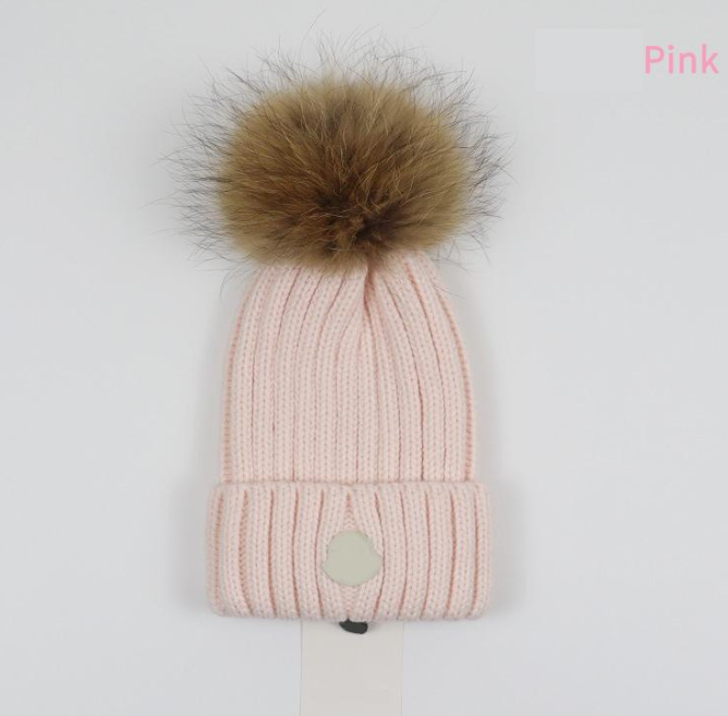 

European and American High Quality Fur Ball Hat Velvet Knitted Hat Autumn and Winter Warm Hat Flanging Sleeve Cap Women, Red