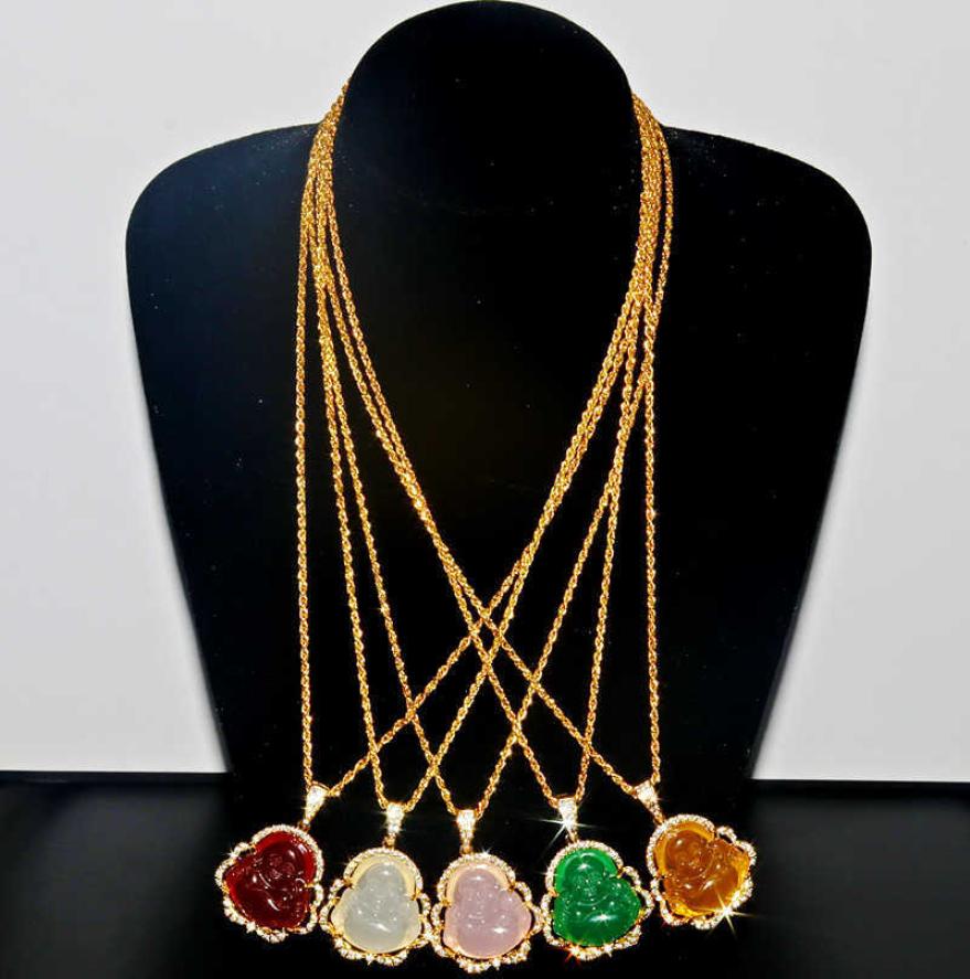 

Bling White Pink Buddha Necklace For Women Luxury Jewelry Buddah Pendant Exquisite Birthday8872745