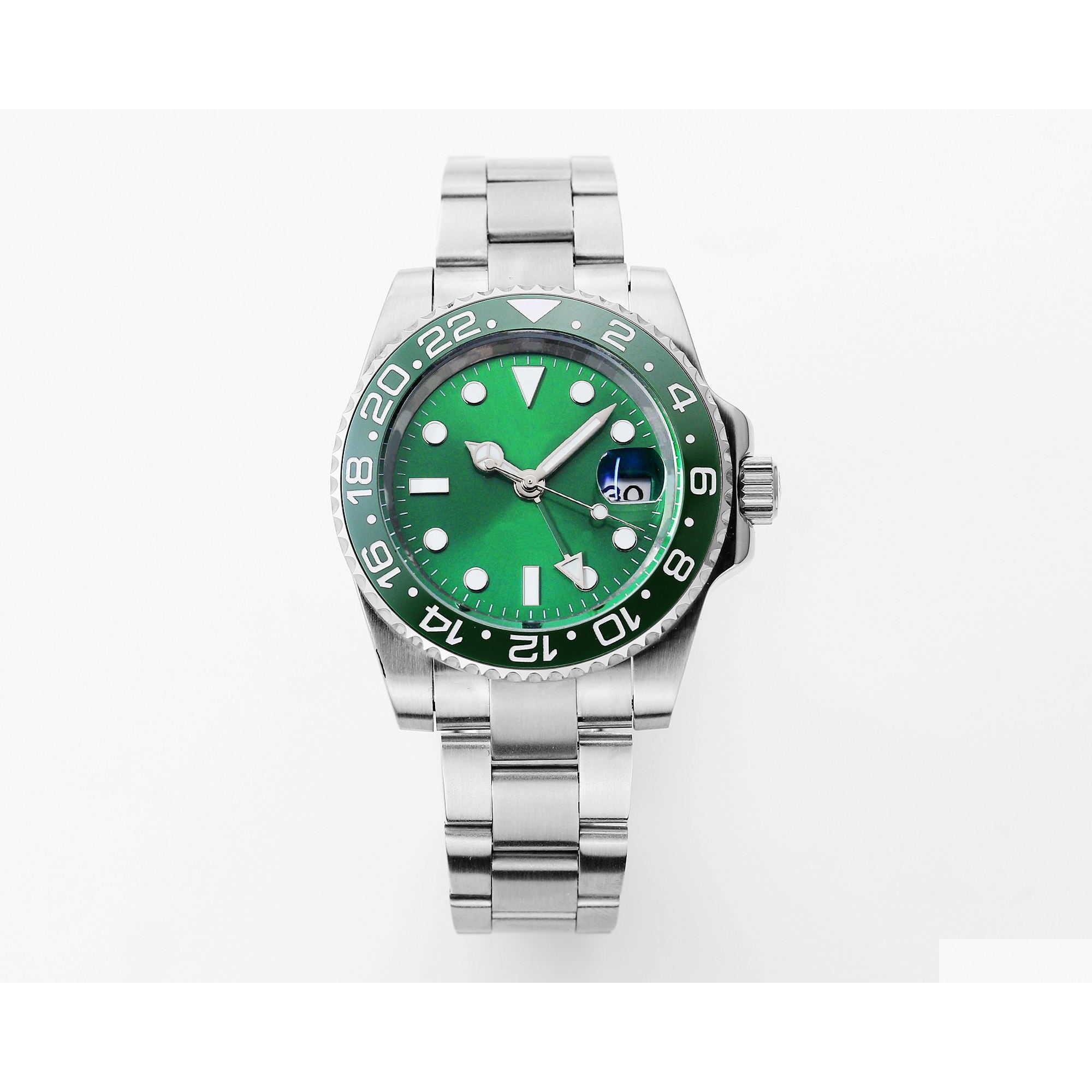 

Wristwatches 8206 Monotonous Mens Watch Deep Ceramic Bezel Twocolor Sapphire Cystal Stainless Steel Glide Lock Solid Clasp Matic Mec Dhnys