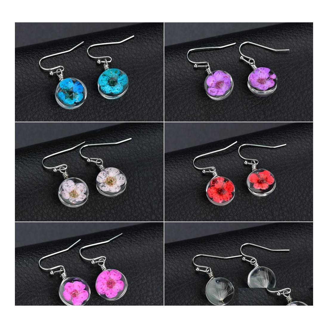 

Dangle Chandelier Korean Dangle Earrings Women Girl Creative Handmade Transparent Resin Dried Flower Peach Blossom Temperament Gif Dhuws