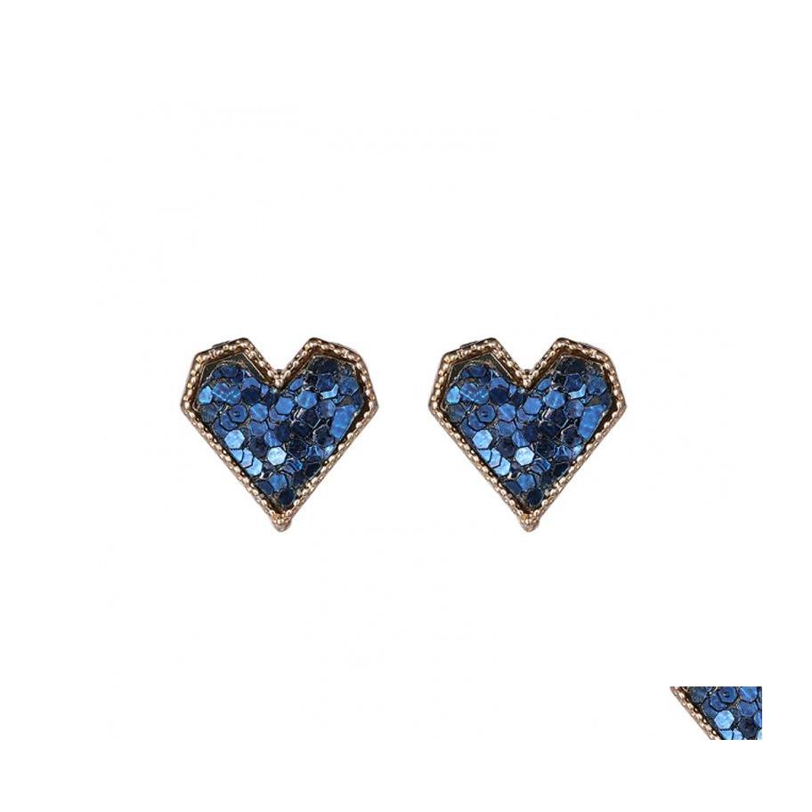 

Stud Fashion Jewelry S925 Sier Post Stud Earrings Cute Sequins Heart Drop Delivery Dh6Jt