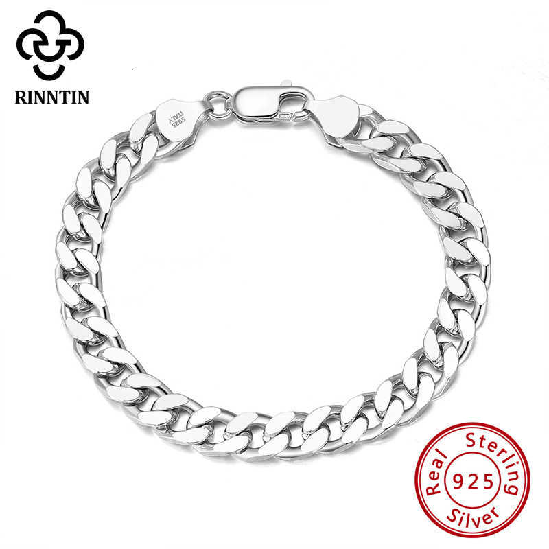 

Bracelet Chain Rinntin 925 Sterling Silver 3.6/5/7mm Width Solid Diamond-cut Cuban Link Curb for Men Women Luxury Jewelry Sb104