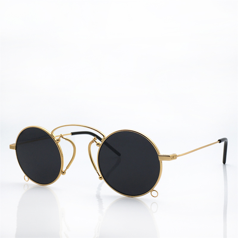 

Fashion designer mens women sunglasses 0991 vintage round small frame metal chain eyewear summer trend versatile style Anti-Ultraviolet protection come with case