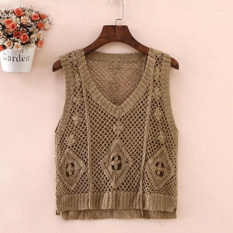 

Women's Vests Suspenders Jacket Female Summer Sleeveless Loose Waistcoat Outside Take Hollow Out Vest Spring Autumn Knitting Ladies, Black