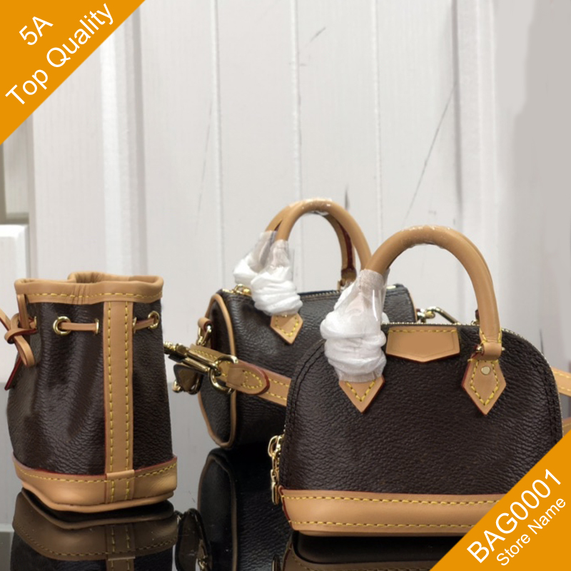 

Bucket Bags Three in one Nano speedy Fashion super Mini alma Drawstring Women m81266 Soft Leather Light weight Casual Fresh With Box B373 5A Quanlity BAG0001, Brown 373