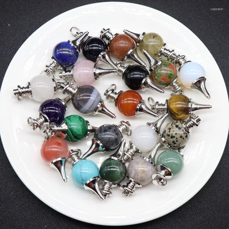 

Pendant Necklaces 6pcs Natural Stone Lapis Lazuli Crystal Point Necklace Chakra Healing Spirit Quartz Dowsing Pendulum