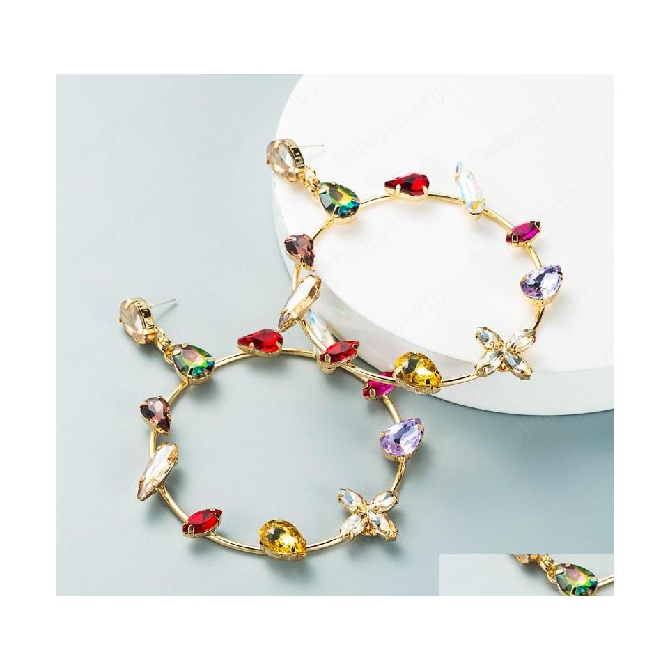 

Dangle Chandelier Exaggerated Geometric Crystal Dangle Earrings Luxury Colorf Gem Diamond Girls Party Jewelry Brincos Drop Delivery Dhfkl