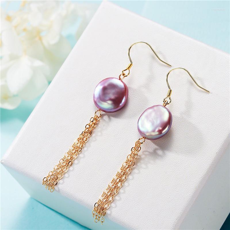 

Dangle Earrings Beautiful Freshwater 12-13mm Purple Color Pearl Drop Nice Party Wedding Girl Female Women Gift 10 Pairs/lot