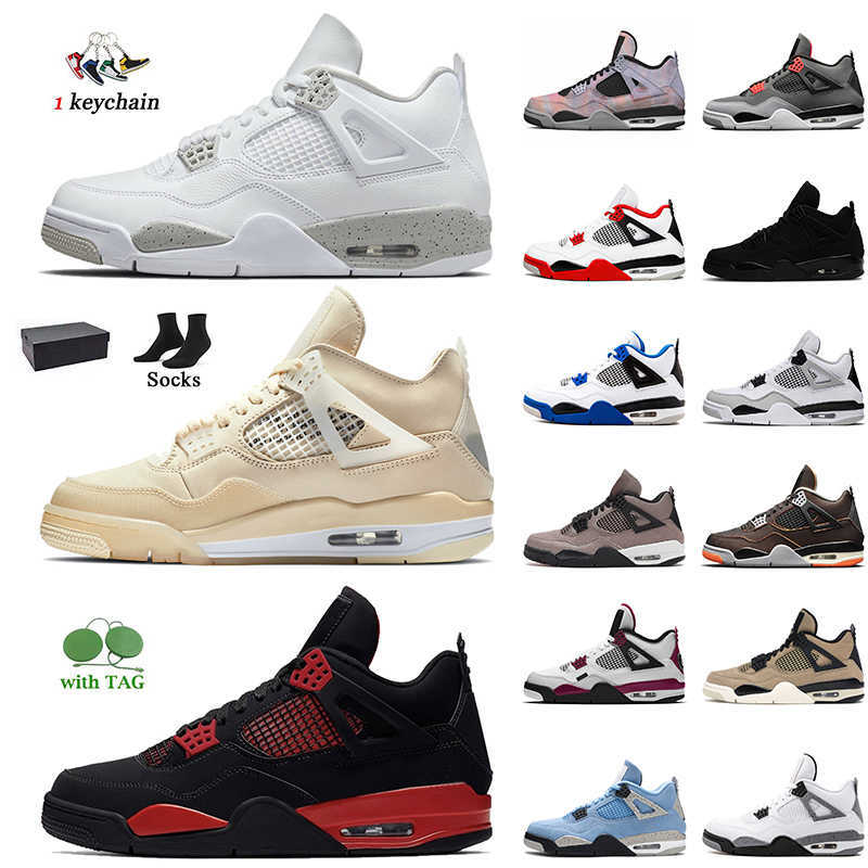 

With Box Socks Jumpman 4 Red Thunder 4s Women Mens Basketball Shoes High OG White Oreo Sail Infrared Zen Master University Blue Military, D14 36-47