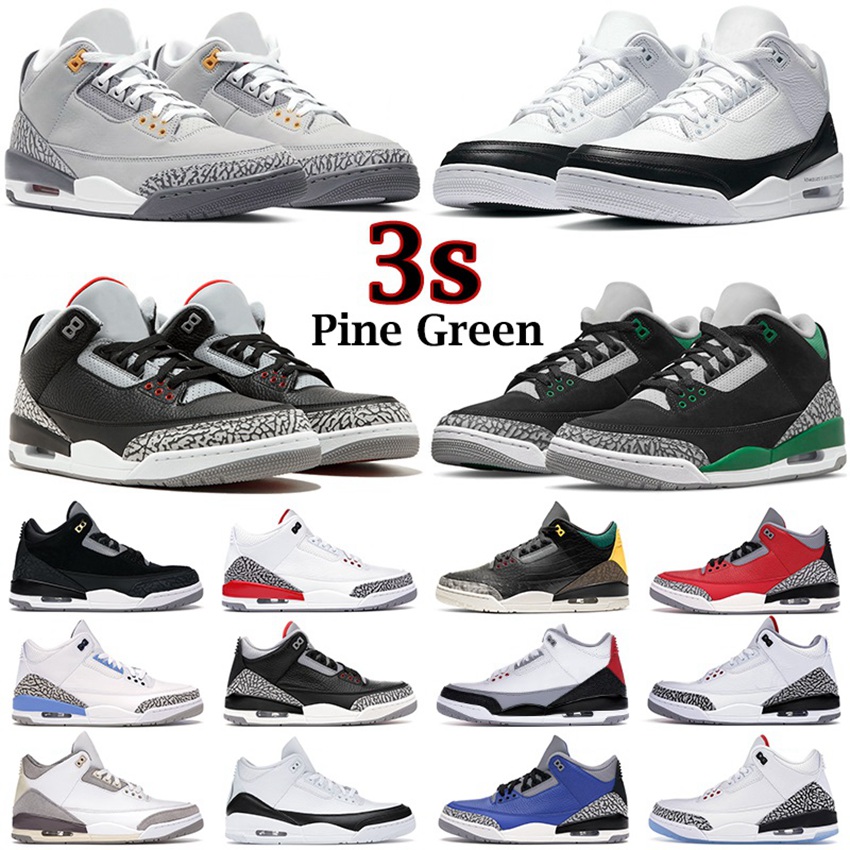 

Jumpman 3 High OG 3s Mens Basketball Shoes Pine Cool Grey Laser Orange Black Cement Varsity Royal Fragment UNC Mocha Men Sport Women Sneakers Trainers, 36