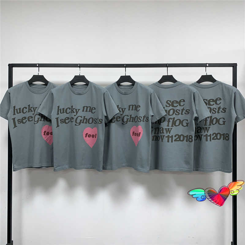 

Men's T-Shirts Kids See Ghosts T shirt Men Women High Quality Lucky Me I See Ghosts Tee Hip Hop Tour Tee Feel Tops Ye Short Sleeve T221130, Dark grey
