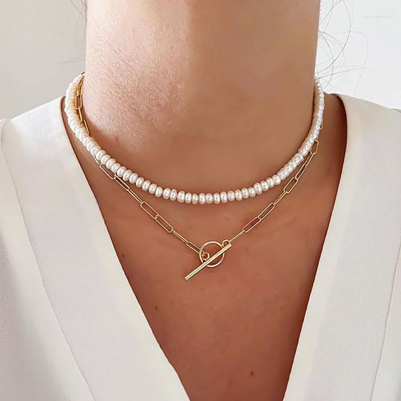 

Pendant Necklaces LETAPI Goth Pearl Choker Necklace Gold Color Lasso Pendants Women Jewelry On The Neck Chain Beads Chocker Collar