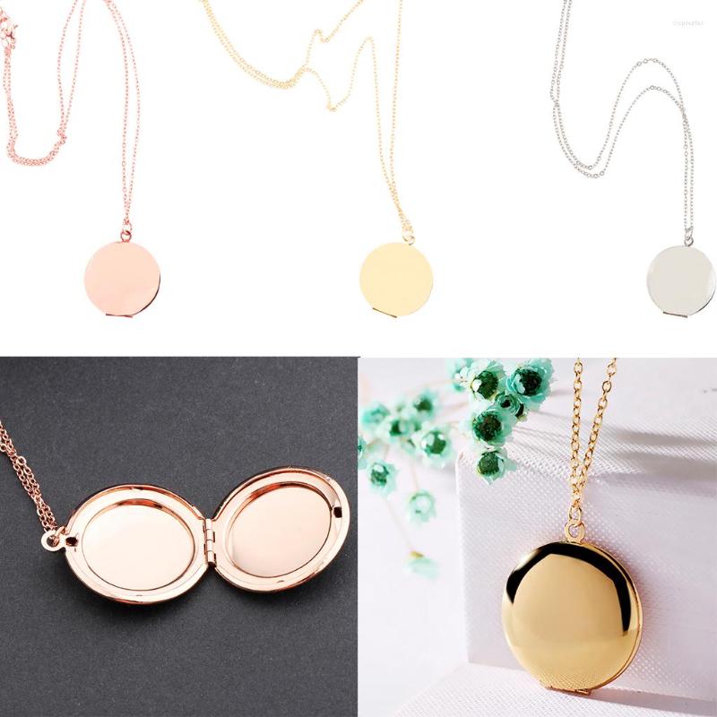 

Pendant Necklaces Blank Round Shape Tag Po Frame Locket Memorial Men Women Necklace