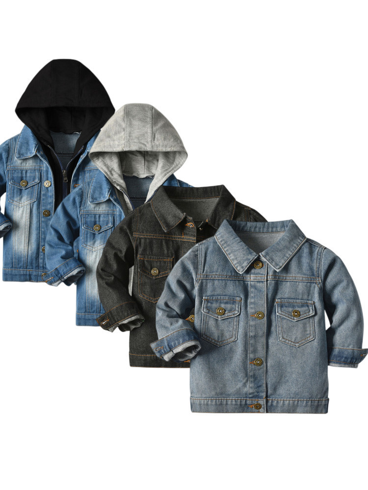 

Jackets Boys Girls Kids Denim Jeans Coat Children Splice Outerwear Clothing Spring Autumn Hooded Sport Clothes for 3-8 Years Old 221201, Blue