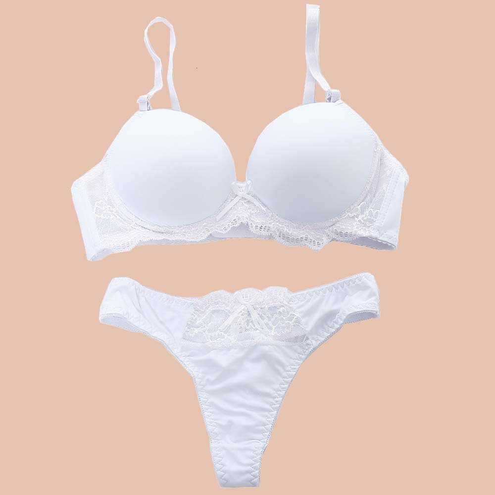 

Ladies Underwear Women's Sexy Candy Bra Set Solid Lace d Ab Cup, White