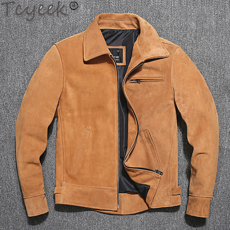 

Men's Leather Faux Tcyeek100% Real Genuine Jackets for Men Natural Spring Jacket Mens Fashion Coats Giubotto Pelle Uomo Zm180 221130, Turmeric