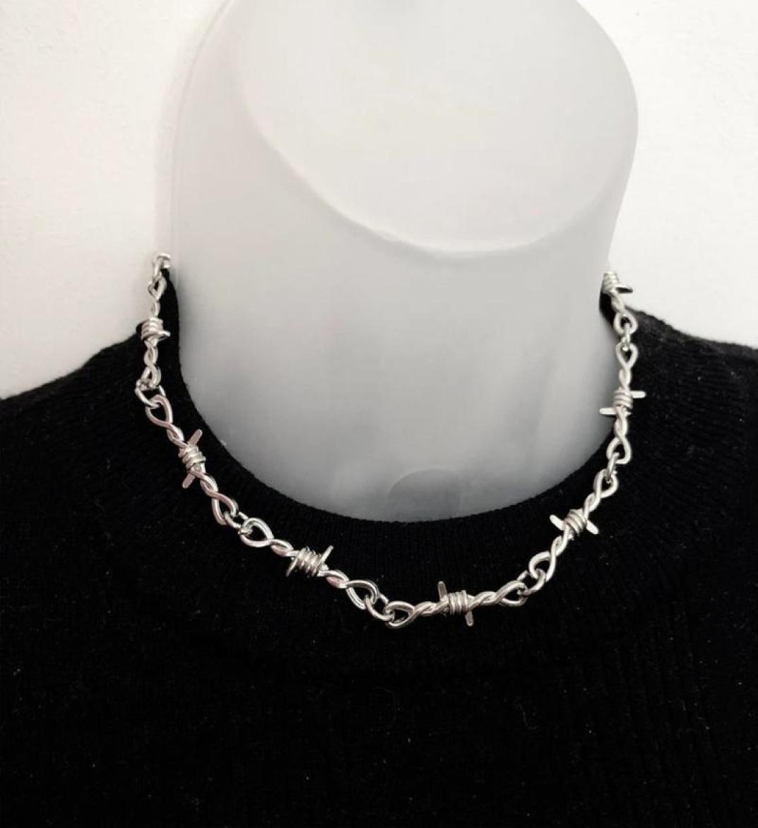 

Chains Punk Style Barbed Wire Choker Stainless Steel Necklace HipHop Women039s Accessories Gothic Mens Jewellery Unisex 2021 G8745690
