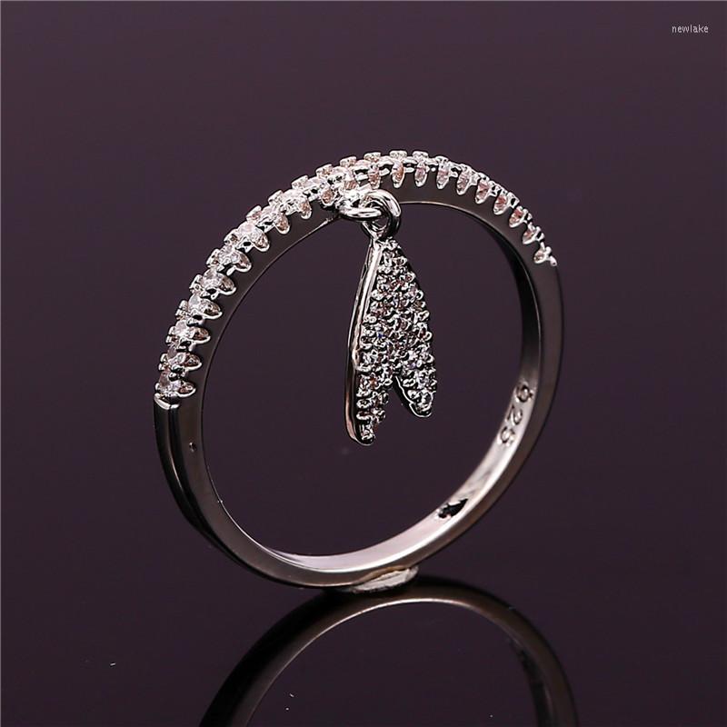 

Wedding Rings Unique Female Small Pendant Ring Crystal Minimalist White Zircon Stone Gold Silver Color Engagement For Women