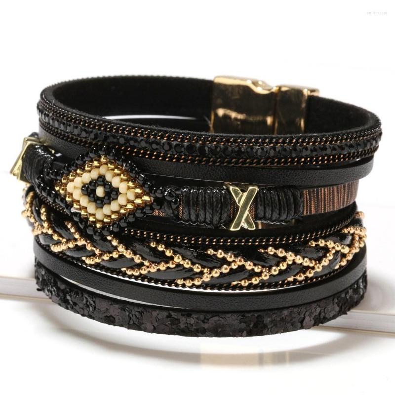 

Bangle ZG Boho Style Bracelets For Women Jewelry Eye Bead Hand-woven Charm Simple Female