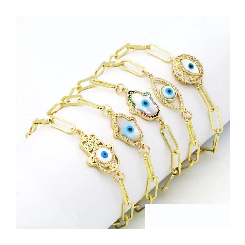 

Charm Bracelets Gold Plated Cz Fatima Hand Evil Eye Charm Copper Chain Bracelet Hip Hop Jewelry For Man Woman Drop Delivery 2021 Brac Dhhlc