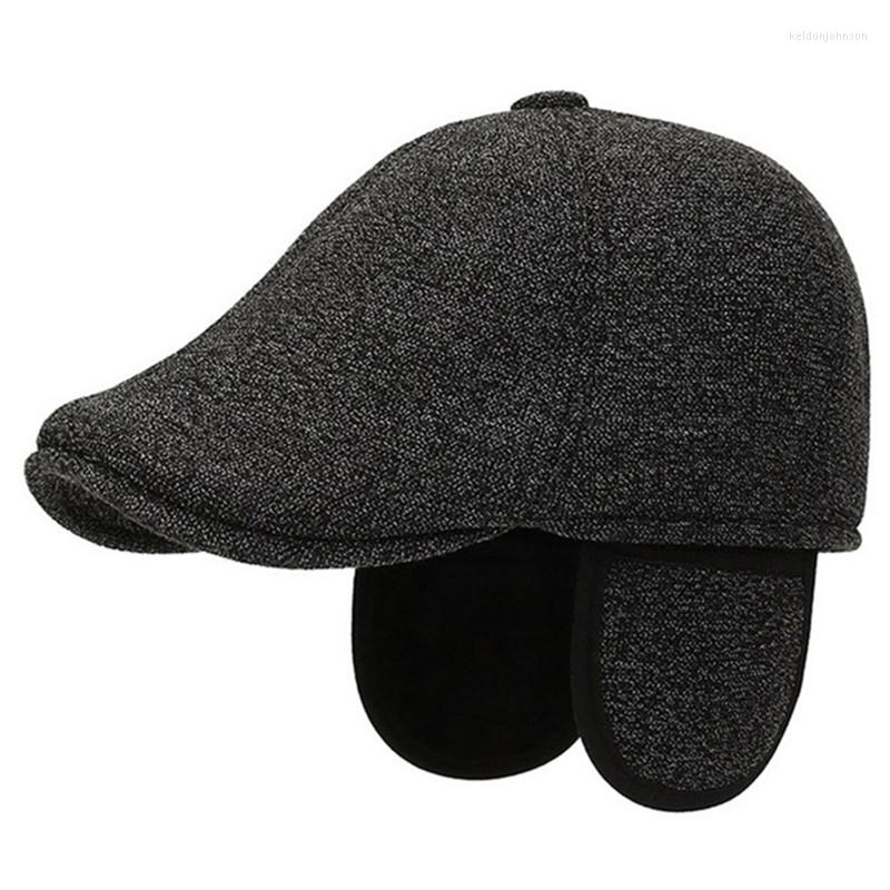 

Berets Middle-aged Elderly Men's Warm Trucker Hat 2022 Winter Fleece Thickening Cold Proof Earmuffs Hats Cycling Sports Caps, Color-3