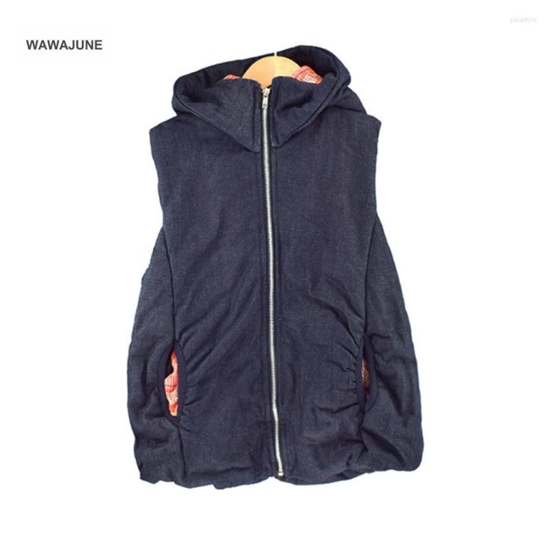

Women's Vests #281 Women's Korean Style Solid Jeans Sleeveless Hooded Winter Keep Warm Vest Coat Women Zipper Loose Thick Fashion, Picture shown