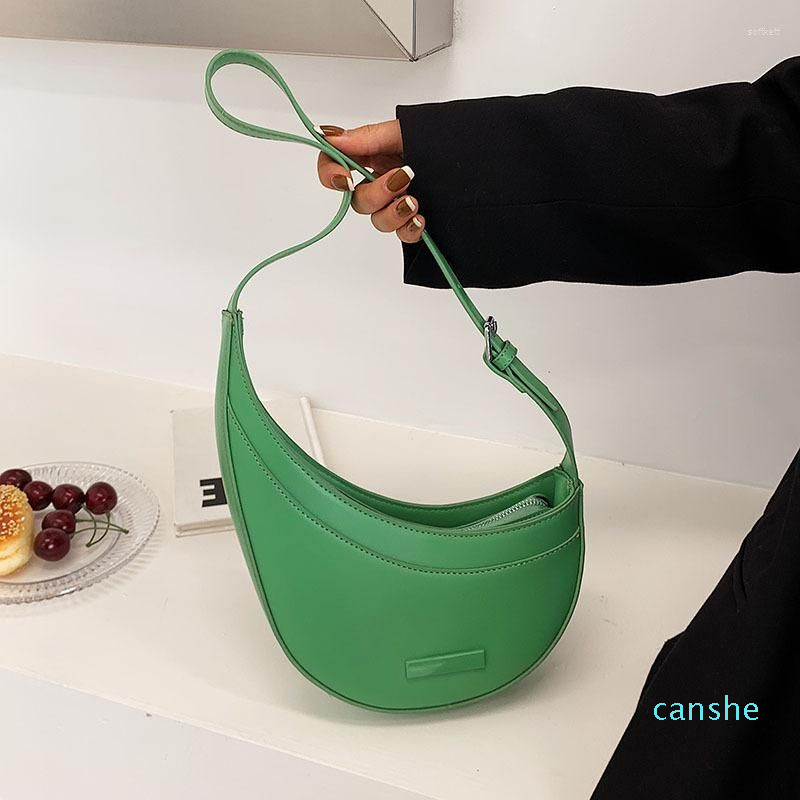 

Evening Bags Women Shoulder Bag PU Leather Purse And Handbag Female Shopper Summer Fashion Simple Irregular Underarm Crescent, Black