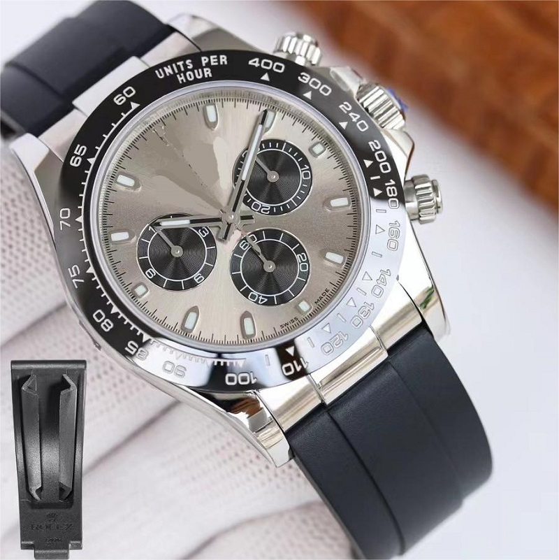 

Boss watch men mens watchs lady wristwatch luxurywatch 40mm gray dial black ceramic bezel stainless steel movement swissmade datona rubble strap