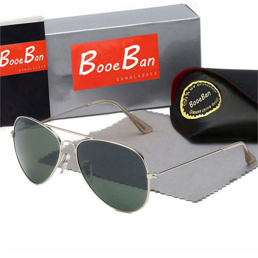 Booe Ban Men Classic Brand Retro women Sunglasses Pilot Luxury Designer Eyewear Metal Frame Mirror Sun Glasses 58mm UV Protection spectacles Glas